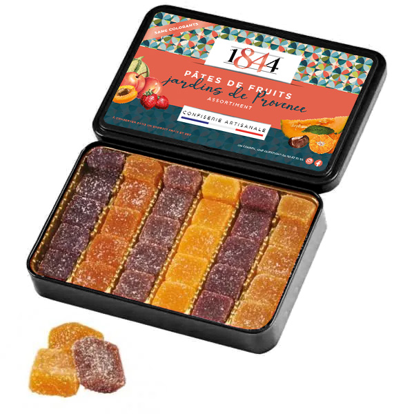 Boite métal pâte de fruit assortis Provence 280gx7