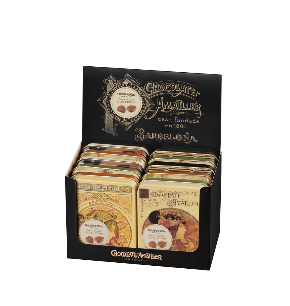 Boite cadeau métal feuille choc lait  60g x10