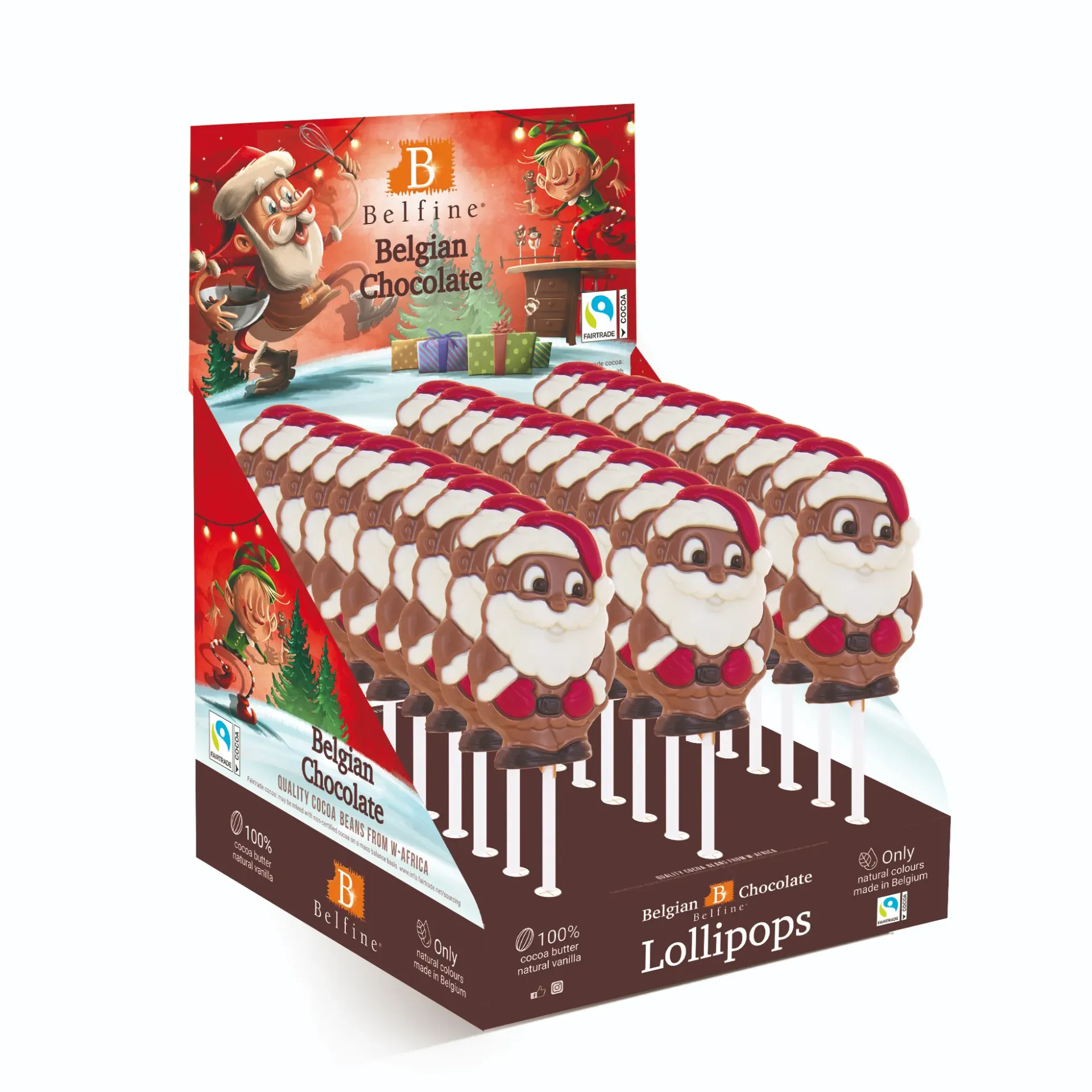 [1008460] Sucette choc lait Père Noël bonnet 25gx30