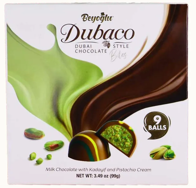 Coffret Dubaï choc praliné pistache 99gx18