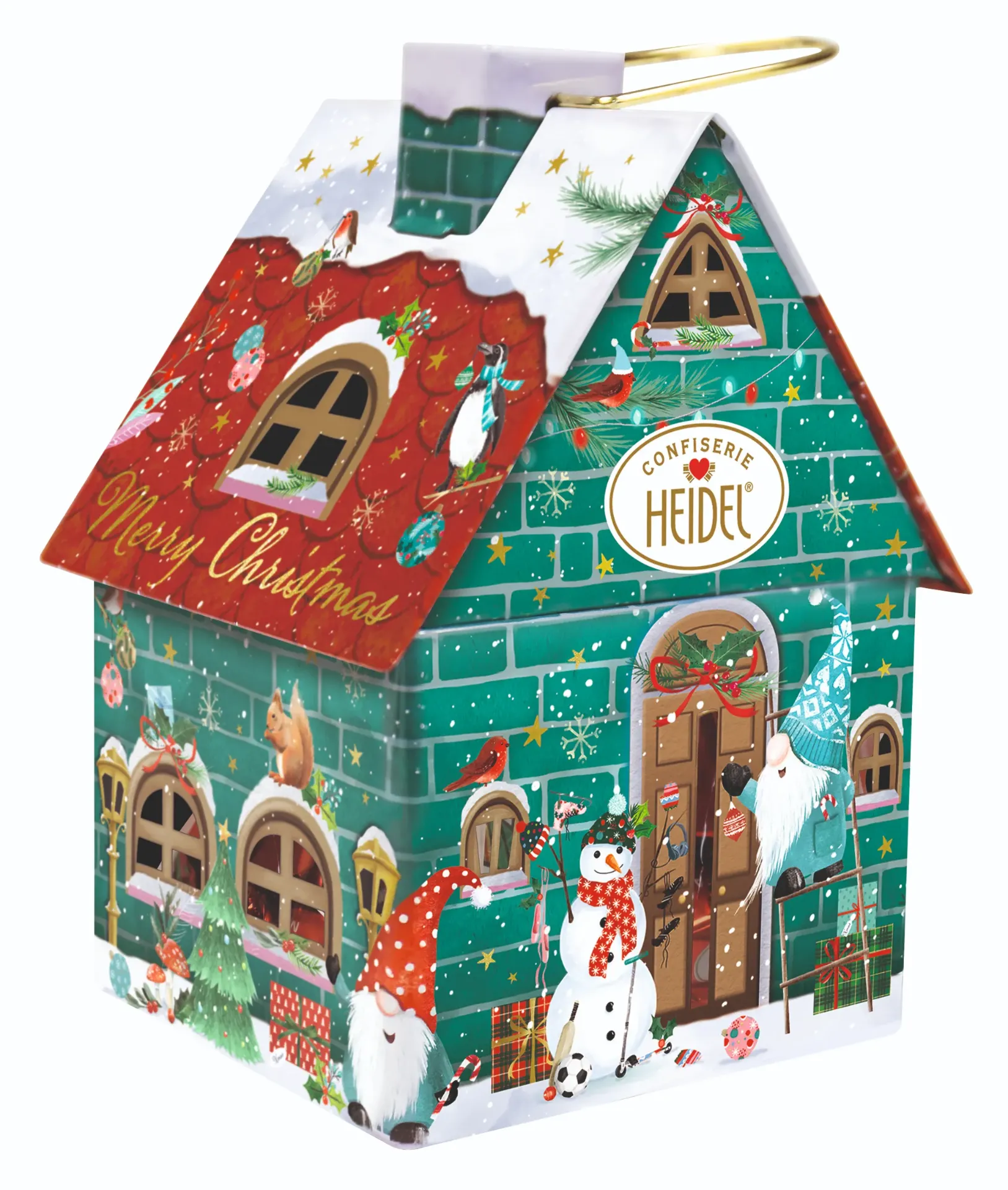 Maisonnette Noël en métal garni choc 116gx6