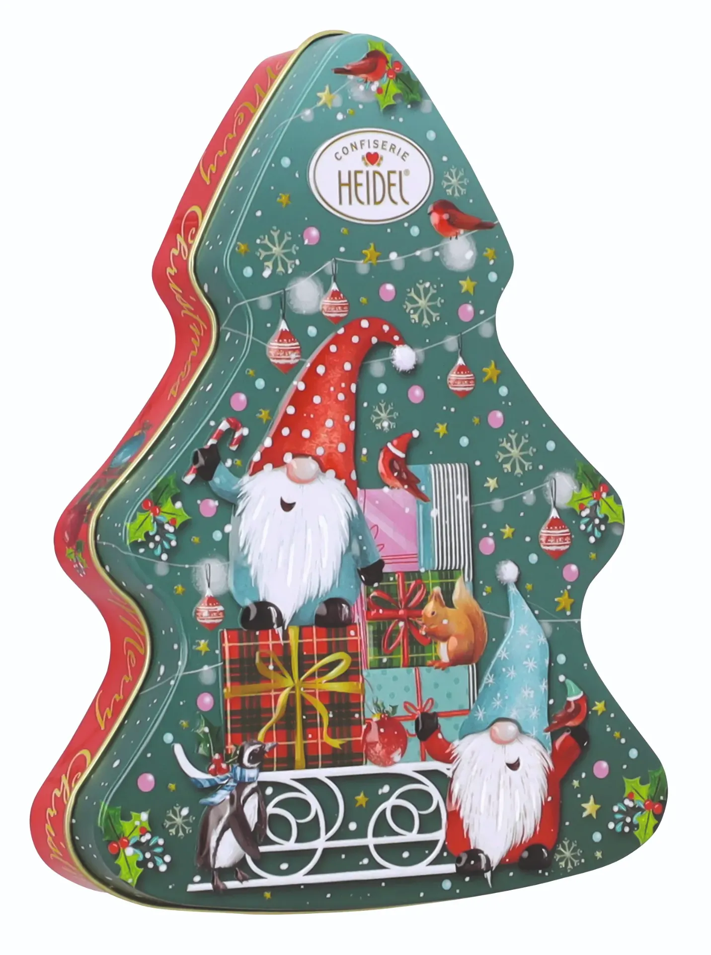 Boite sapin Noël en métal chocolat lait