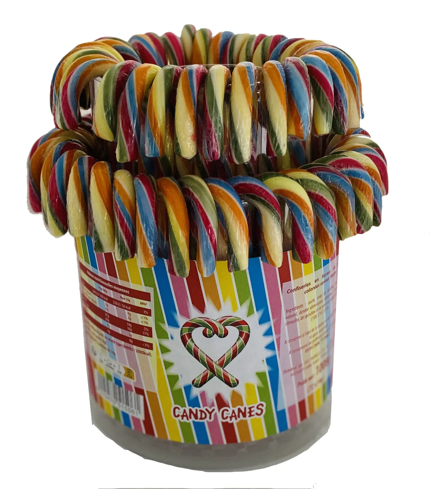 Mini candy cane arc en ciel  fruits 14gx72