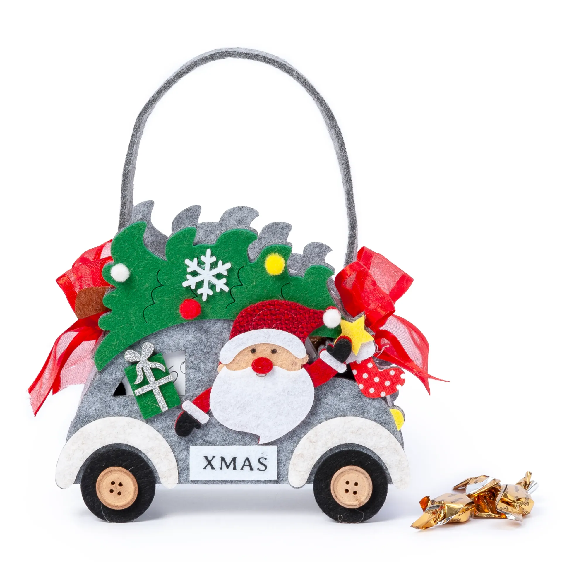Voiture Père Noël feutrine bonbons 36gx6