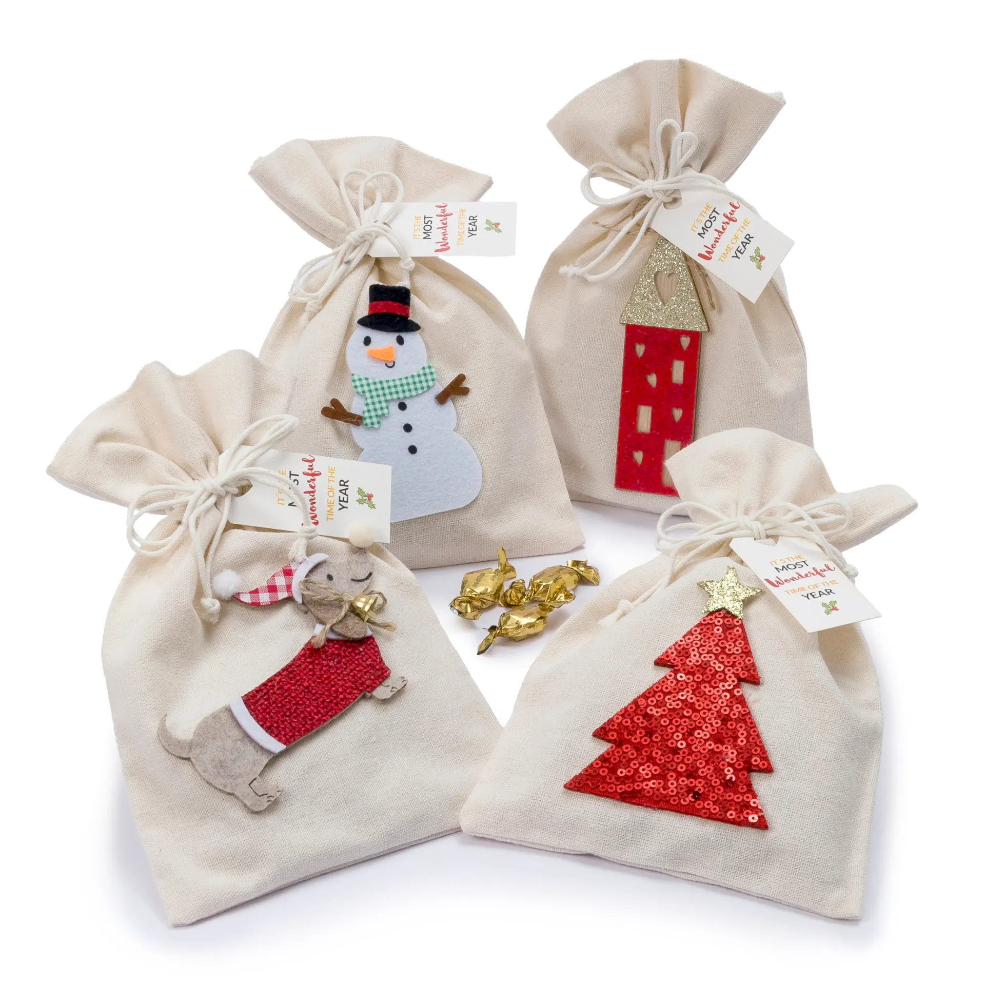 Petit sac tissu 4 modèles bonbons 60gx20
