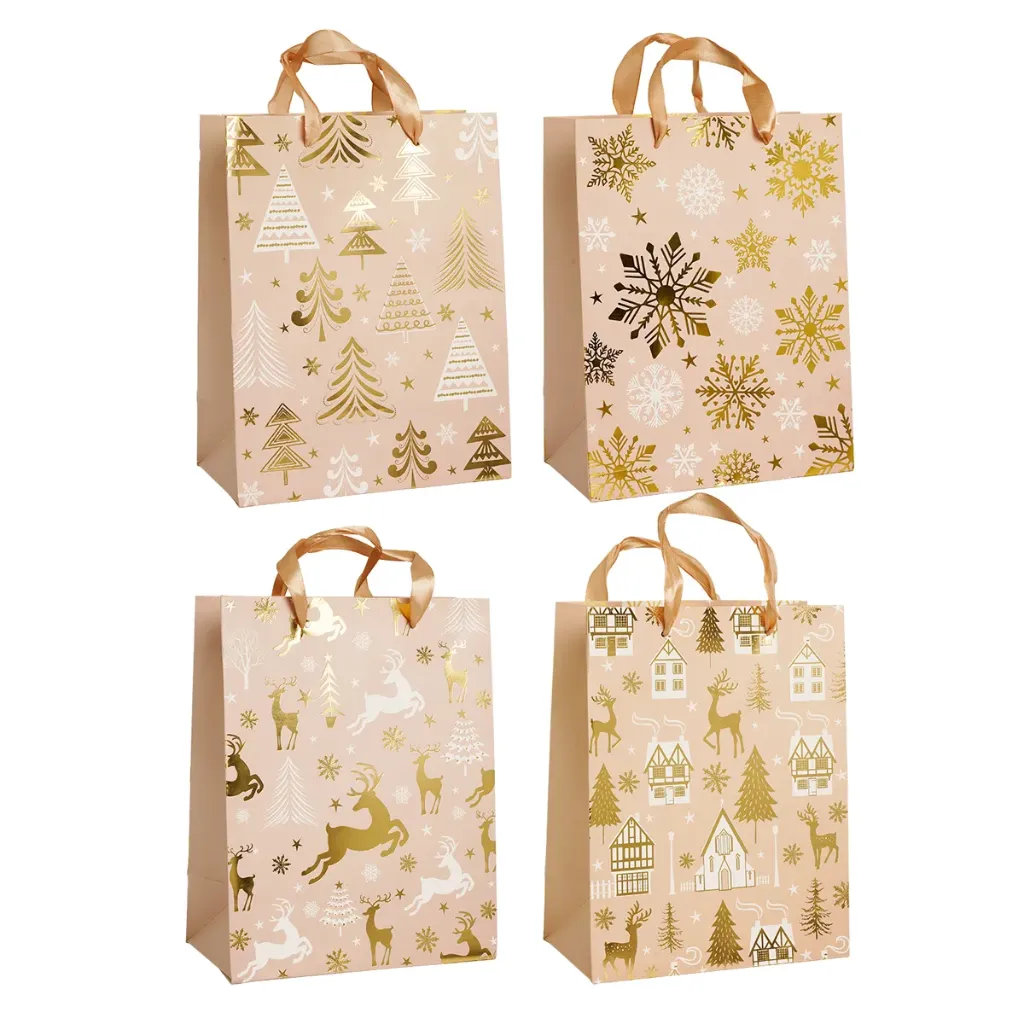 Sac Noël doré 4 modèles x12