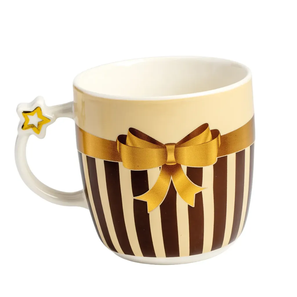 Mug beige ligne nœud or x6