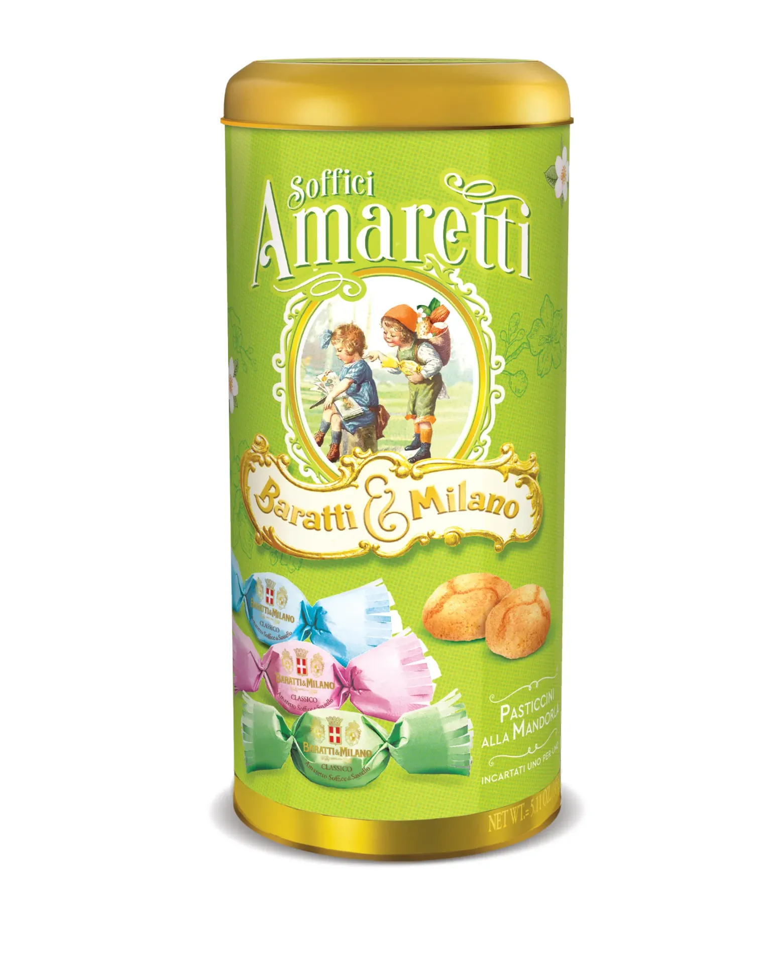 Boite métal cylindre amaretti moelleux 145g X6