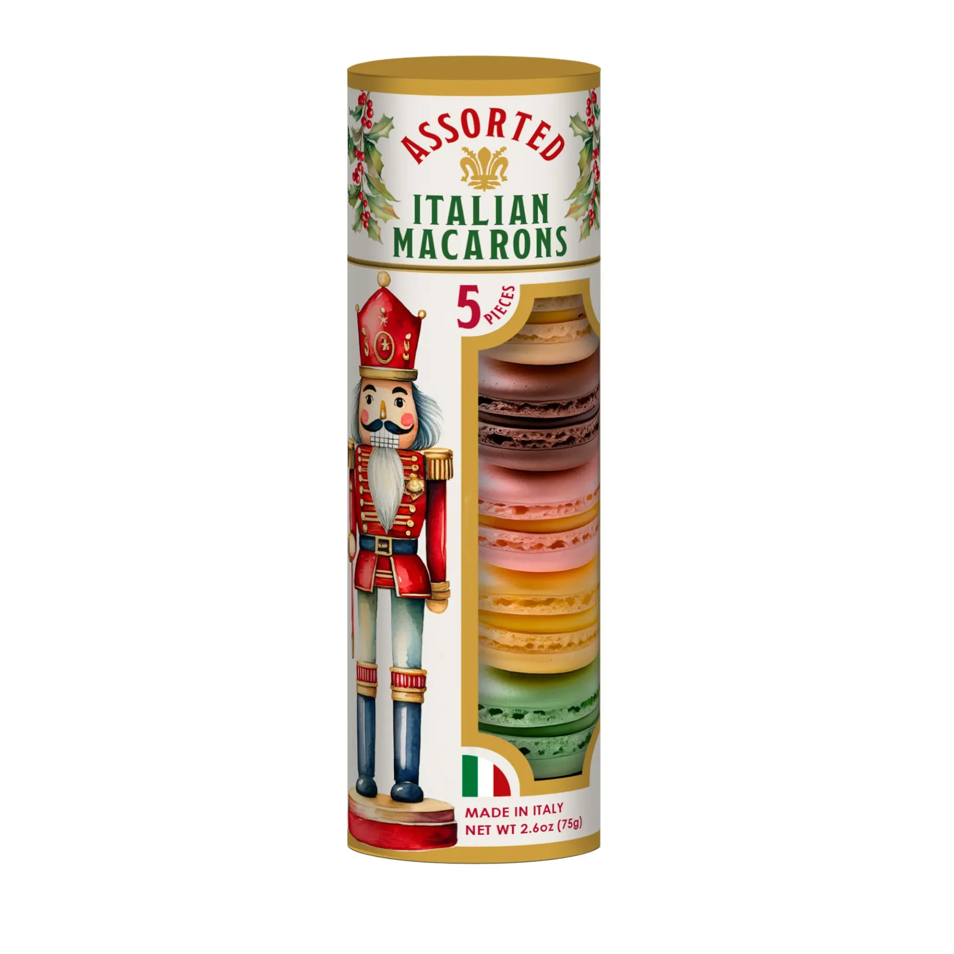 Tube de macarons assortis décors casse-noisette 75g X6