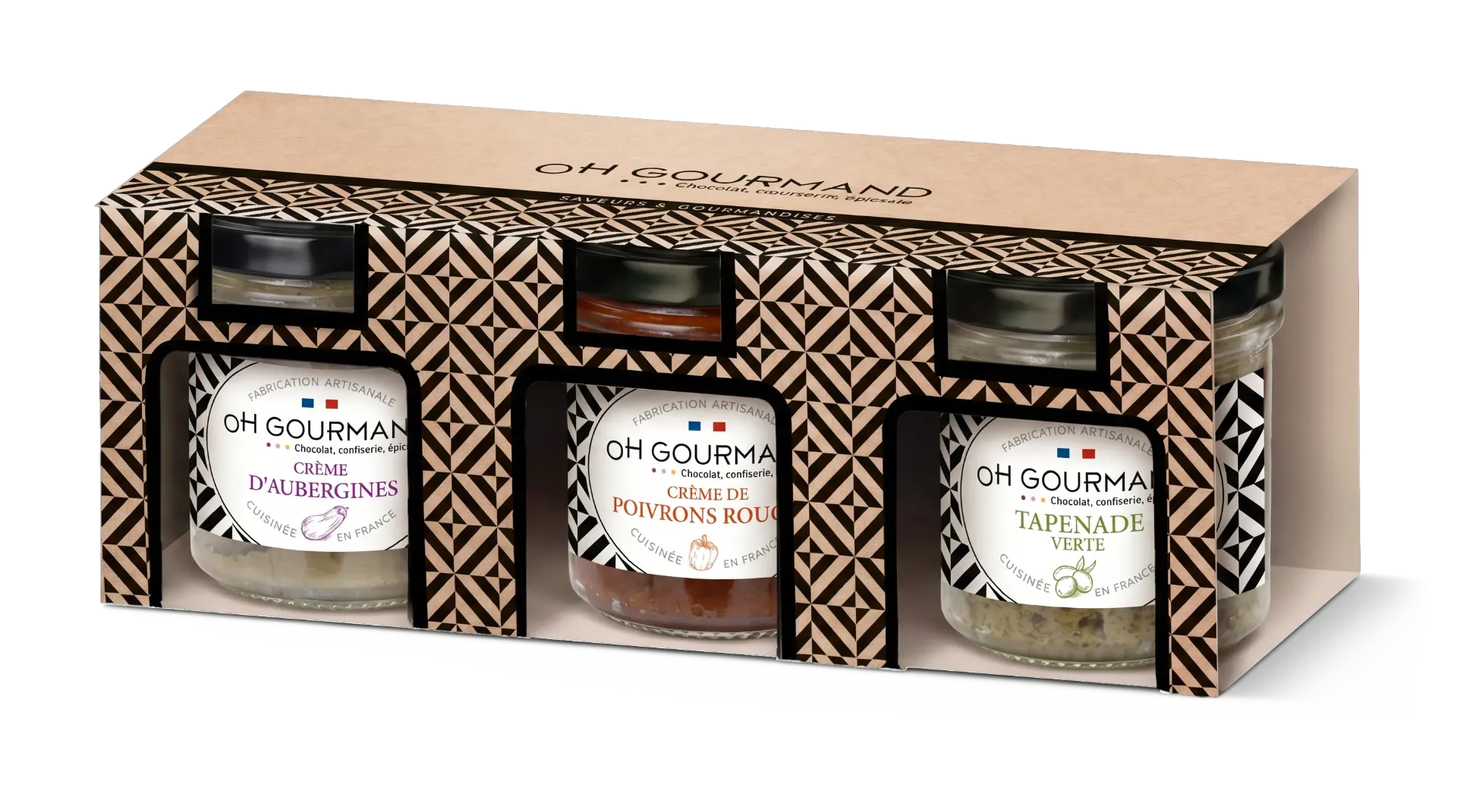 Trio tartinables (aubergines, poivrons, tapenade verte) 300g X6