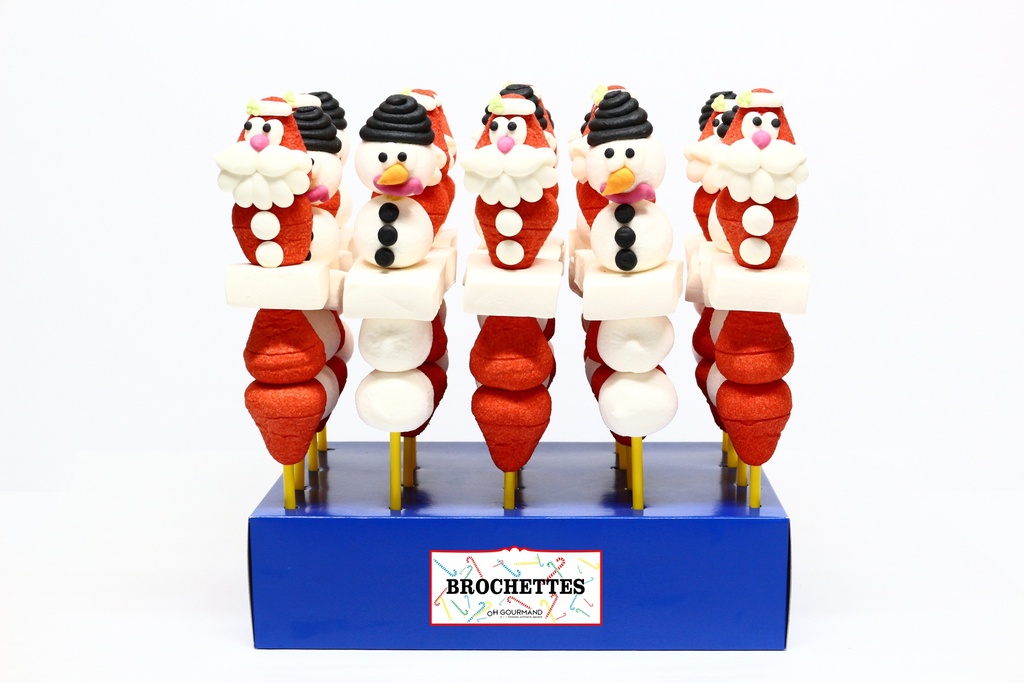 Brochette Père Noël et B de neige 55gx20
