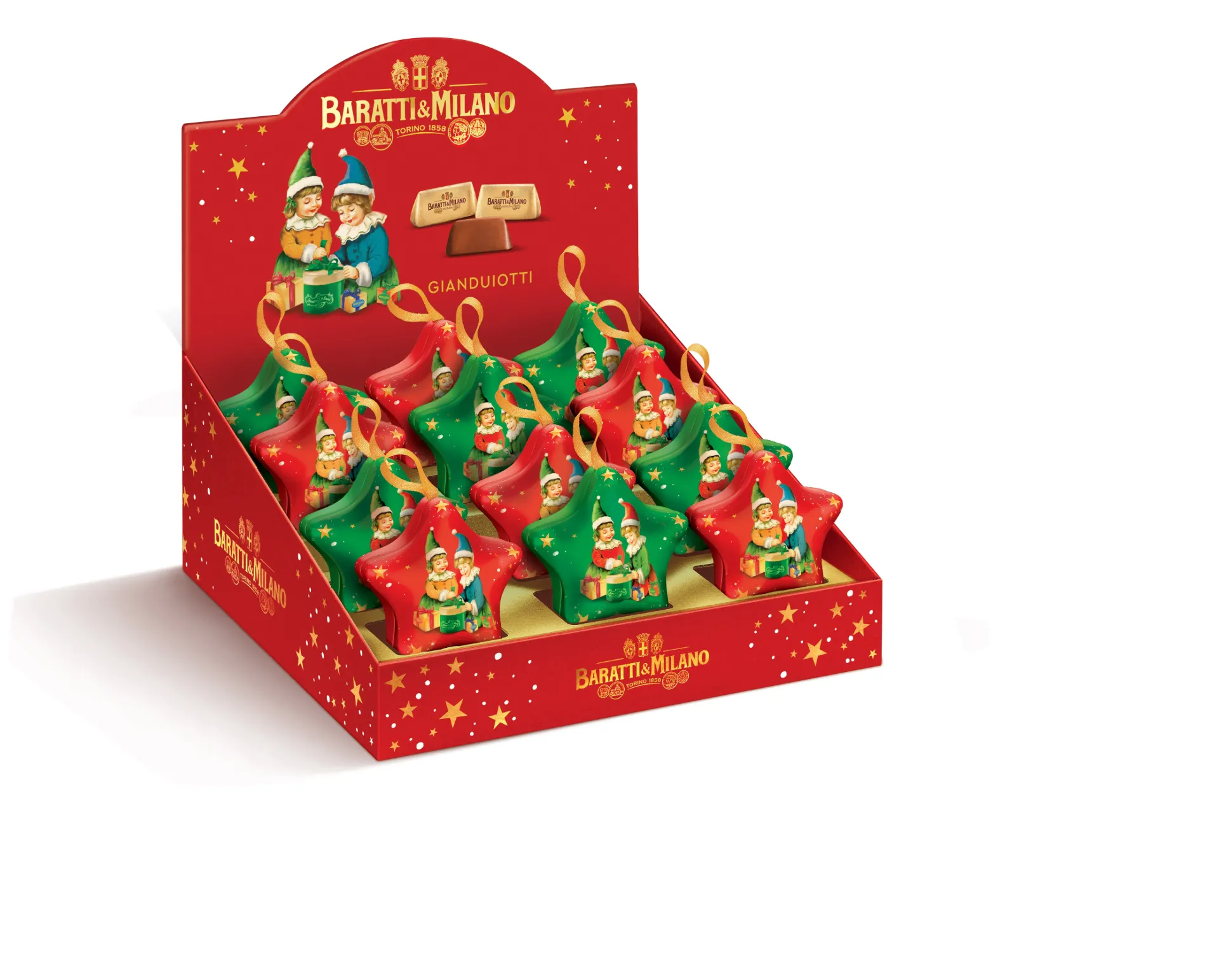 Etoile en métal garnie gianduiotti 38gx12