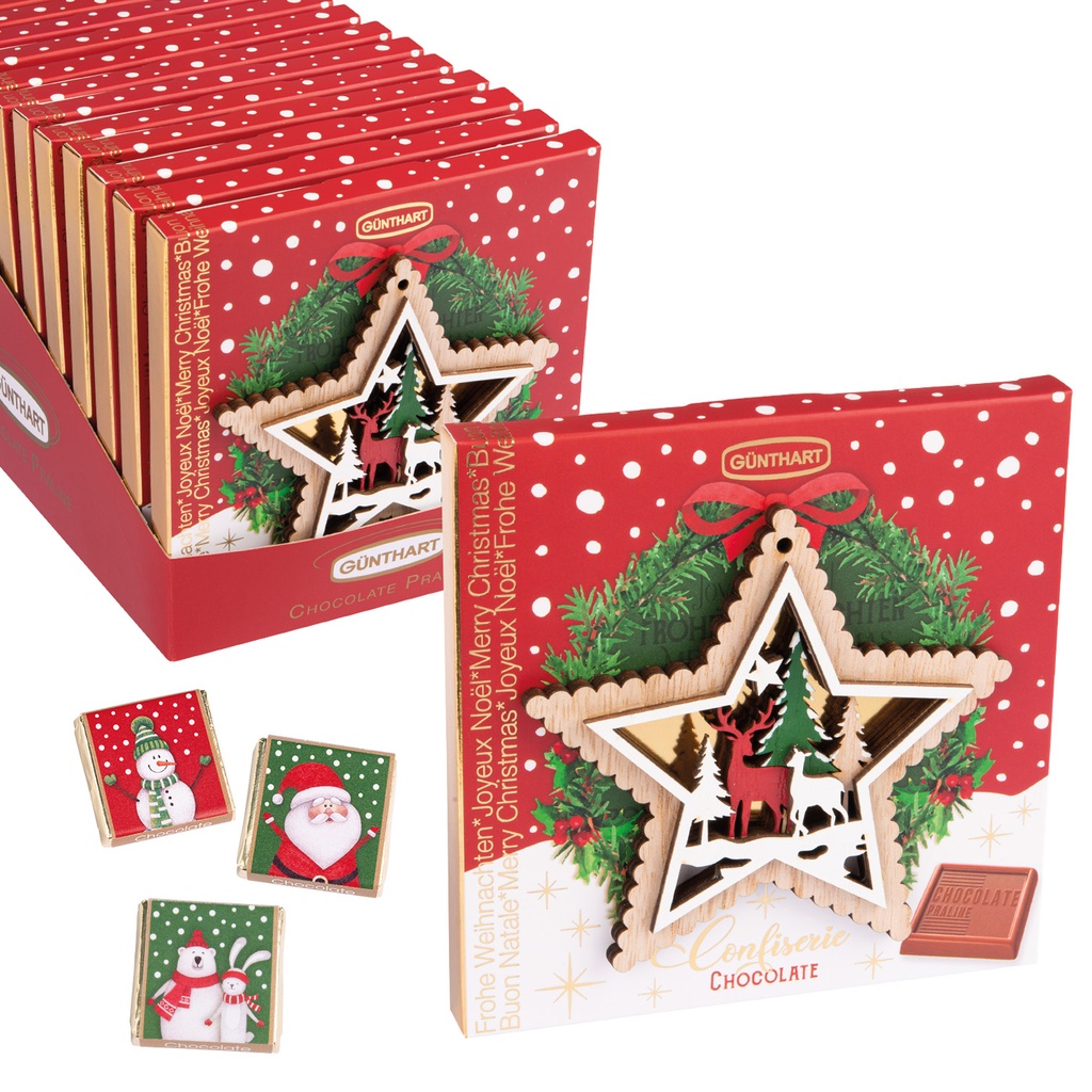 [FD60023] Etoile de noël bois étui 9 napolitains 75gx12