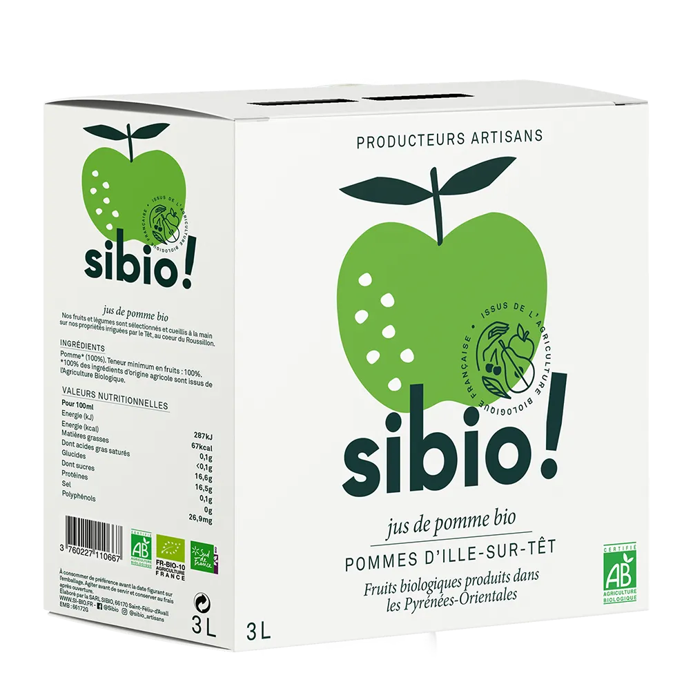 [SIBSPM003] Jus de Pomme BIO d'Ille-sur-Têt - 3L