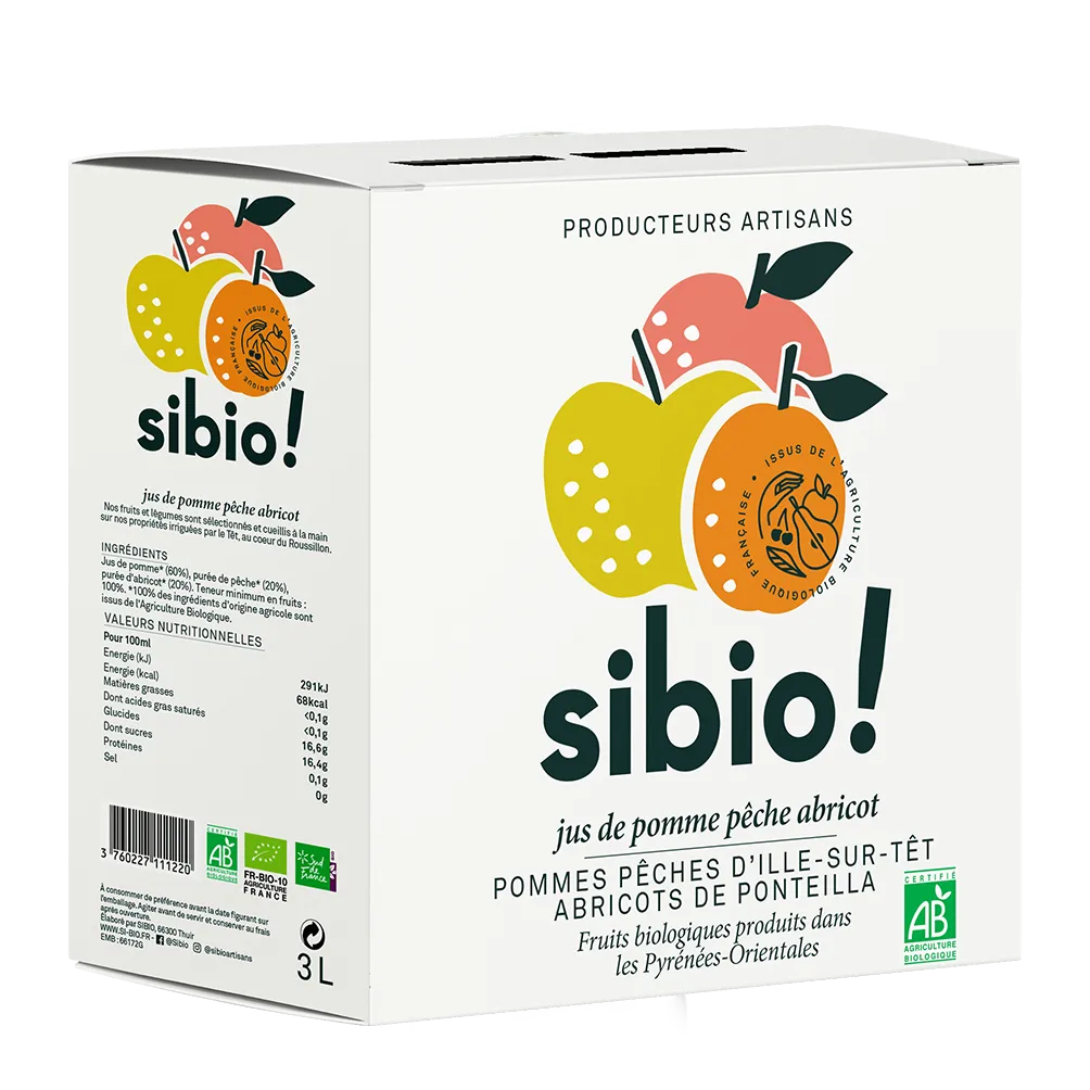 [SIBSPA003] Jus de pomme pêche abricot BIO - 3L
